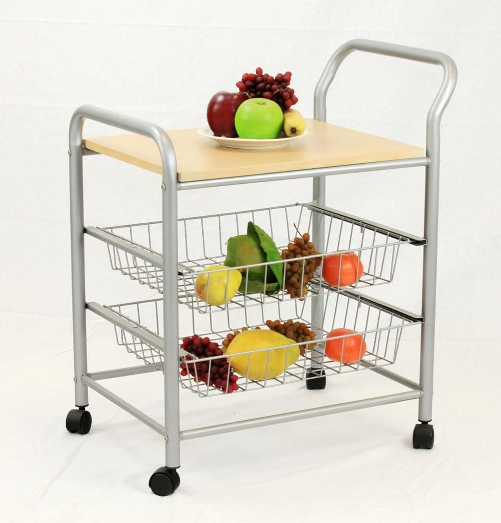 Frenchi Home Furnishing 2-Tier Serving Cart, Cherry