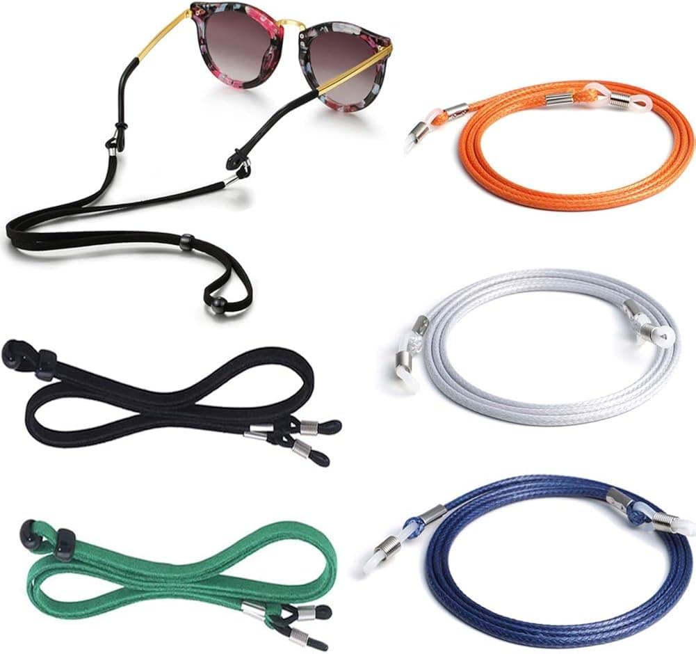 Genrics 5 Pcs Premium Leather Glasses Cord Lanyard,Eyeglasses Holder Strap Cord,Eyeglass Retainer For Men Women Kids,Adjustable Eyeglass Holder Chains For Sunglasses, Daily Glasses And Reading Glasses, Green, Large