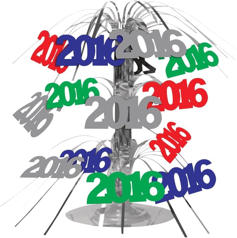 Creative Converting New Year 2016 Cascading Centerpiece, 8.5", Multicolor