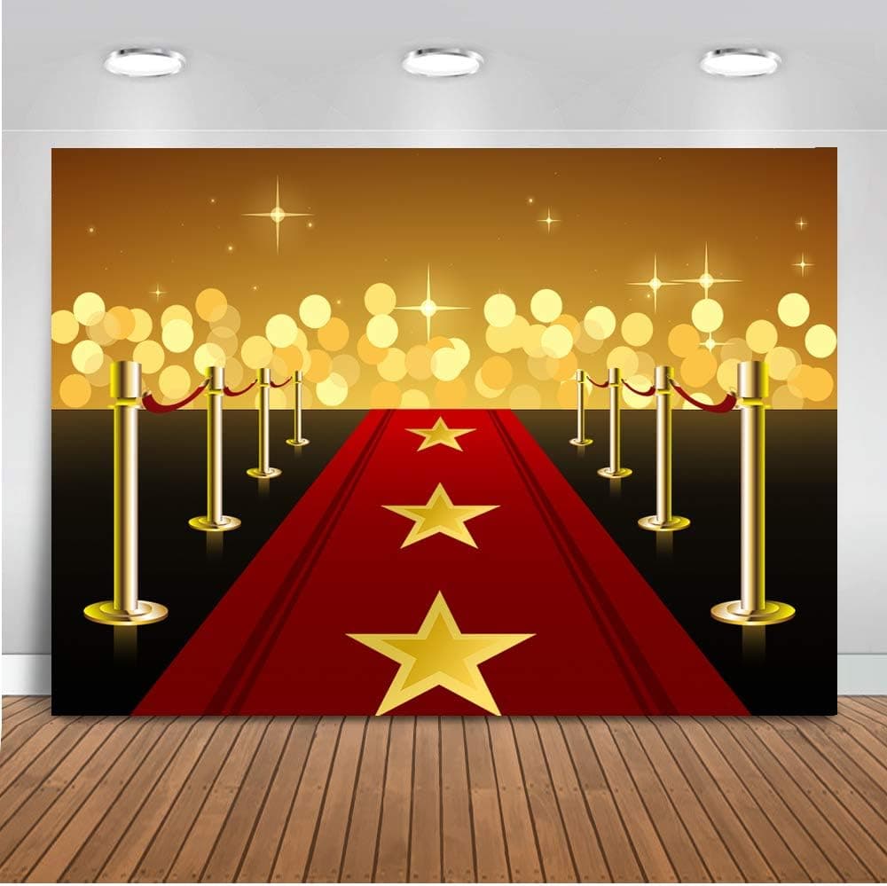Mocsicka Red Carpet Backdrop Golden Spot Decoration Background Film Festival Award Photography Background 7x5ft Vinyl Photography Background Studio Props