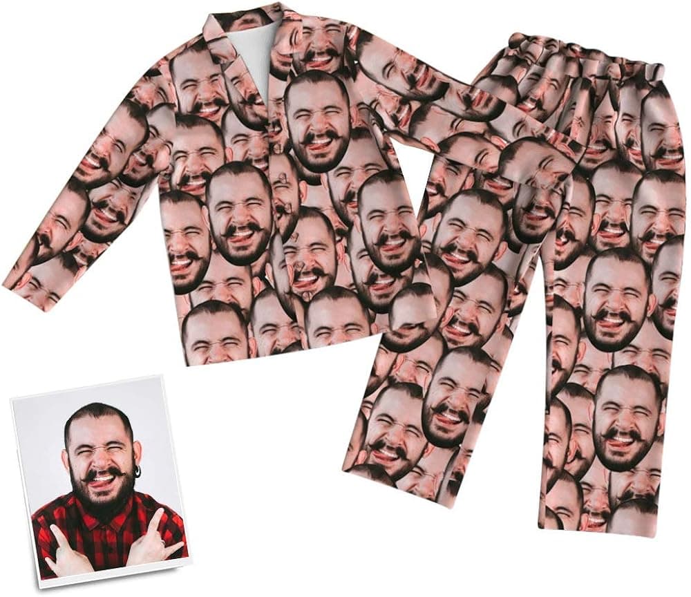 VEELU Custom Funny Pajamas Set shorts for Women Men, Personalized Cute Photo Face Pajamas for Women Sleepwear Sets