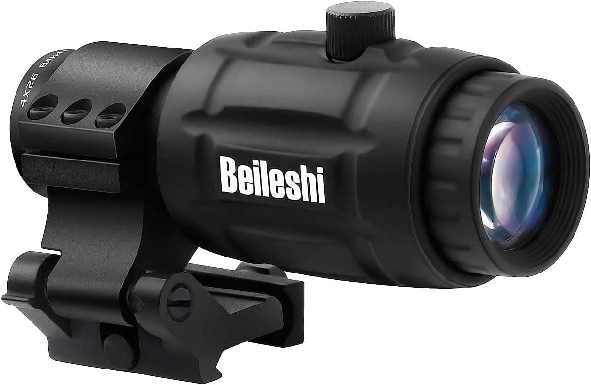 Beileshi 4X Red Dot Magnifier with Flip to Side Mount Focus Adjustment BAK4 Prism