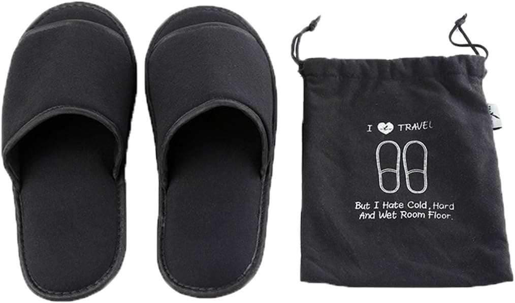 Comfysail Foldable Portable Slippers Washable Open Toe Towelling Slippers with Storage Bag for Spa Travel Hotel/Home Guest 34-43