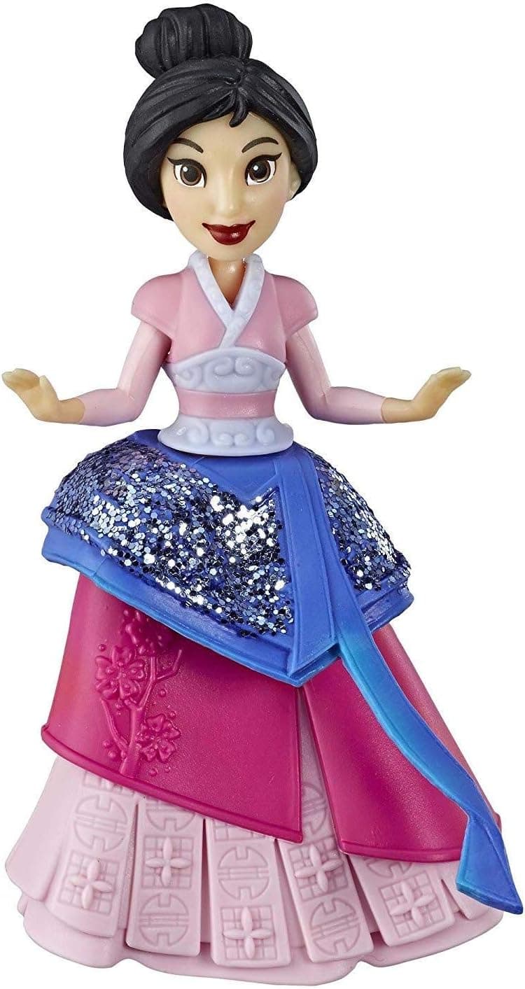 Disney Princess Mulan Collectible Doll with Glittery Blue & Red One-Clip Dress, Royal Clips Fashion Toy