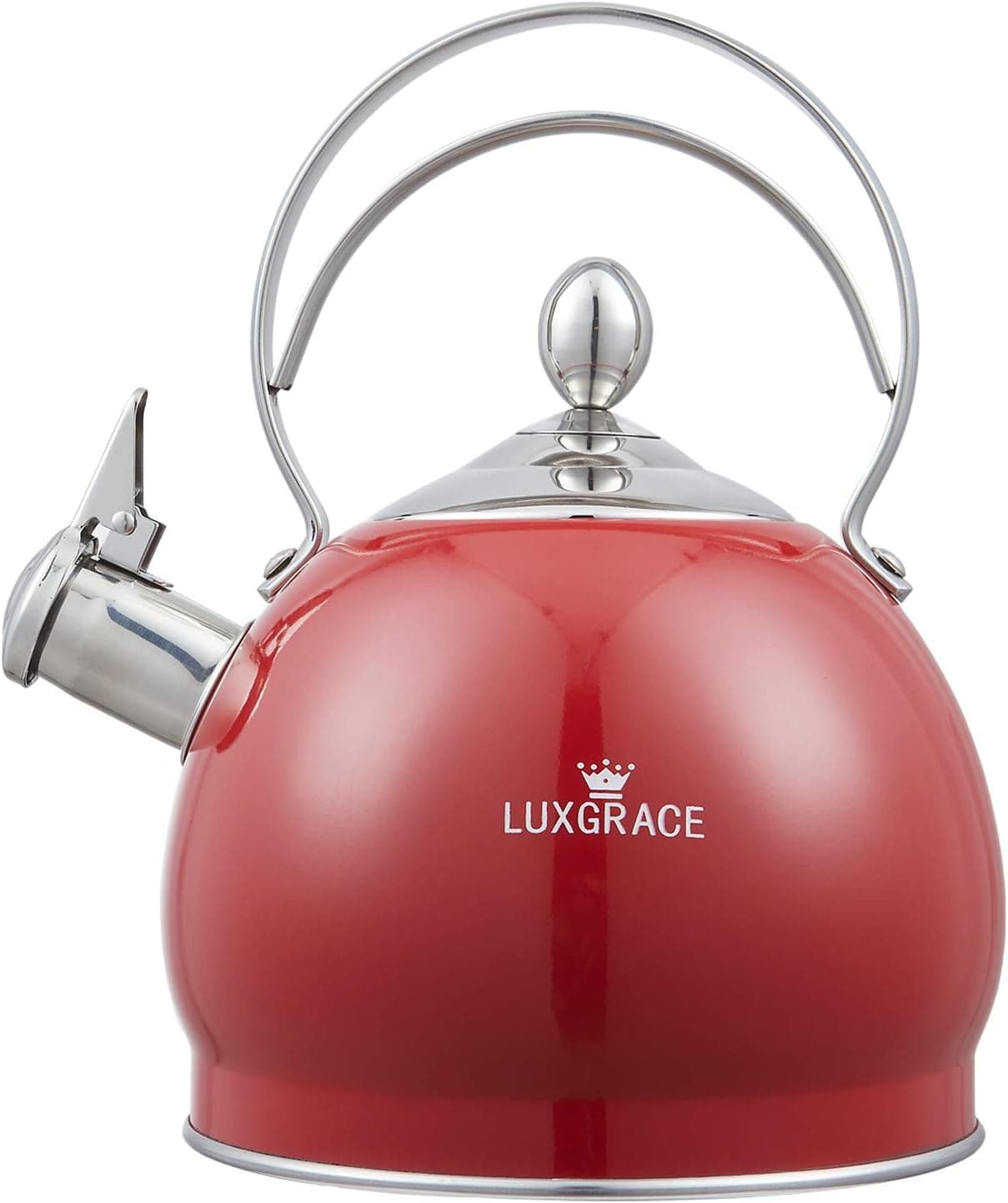 s-p Stovetop Tea Kettle- Whistling Teapot Stainless Steel Tea kettle for Stove Top Loud Whistle Tea Pot With Metal Handle Tea kettles Water Kettle(Red), T06-2.5 QUART