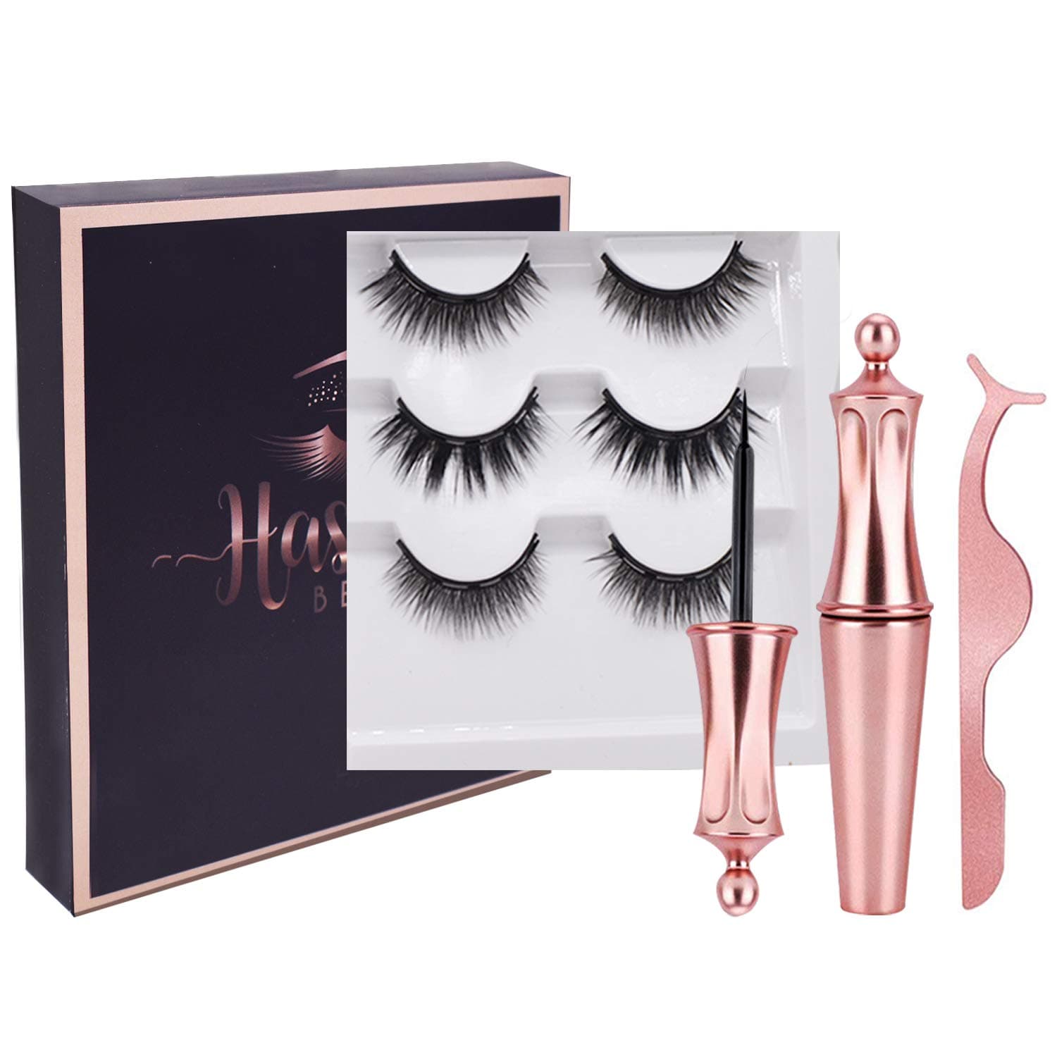 Best Magnetic Eyelashes- Magnetic Eyeliner and Lashes Set-Waterproof Liquid Liner With Mink Eye Lash Kit-Tweezers Glue Magnet 3D 5D Silk pestañas postizas Natural Look False Falses Face Eyelash