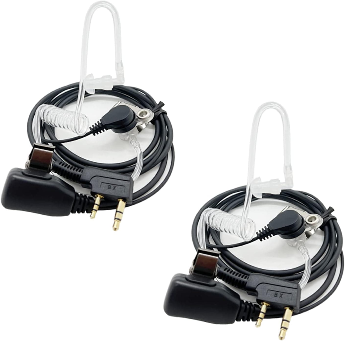 Walkie Talkie Earpiece(2 Pack) with Mic 2 Pin Covert Air Acoustic Tube Headset for Baofeng UV-5R BF-888S BF-F8HP Retevis H-777 Kenwood Arcshell PXTON WouXun Two Way Radio