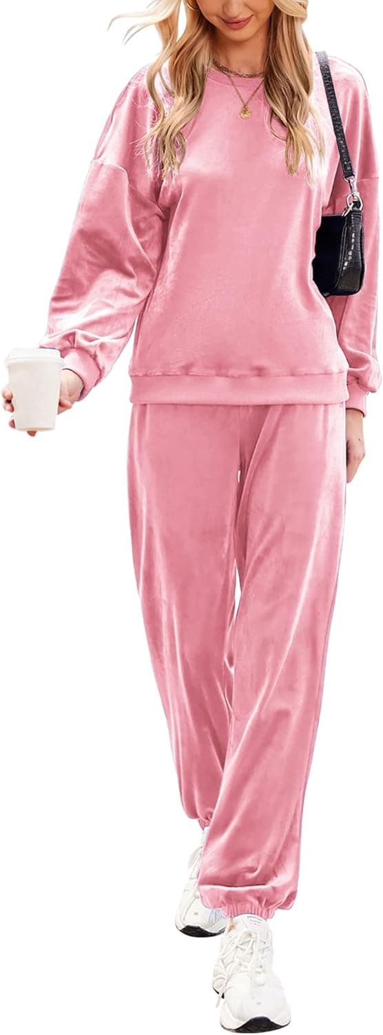 Beyove Women Velour Sweatsuits 2 Piece Tracksuit Sets with Pockets Sweatshirt & Sweatpants Leisure Jogger Outfits S-XXL