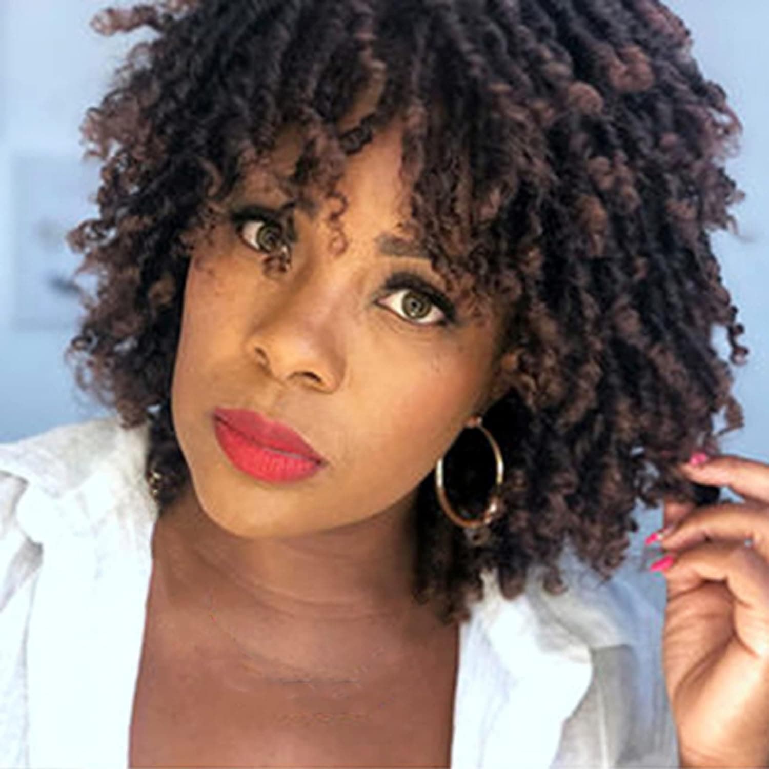 Planet Zou Curly Wigs for Black Women, Natural Looking Synthetic Dreadlock Wig that are Easy to Wear and Care for Everyday Parties Important Festivals and More(Brown)