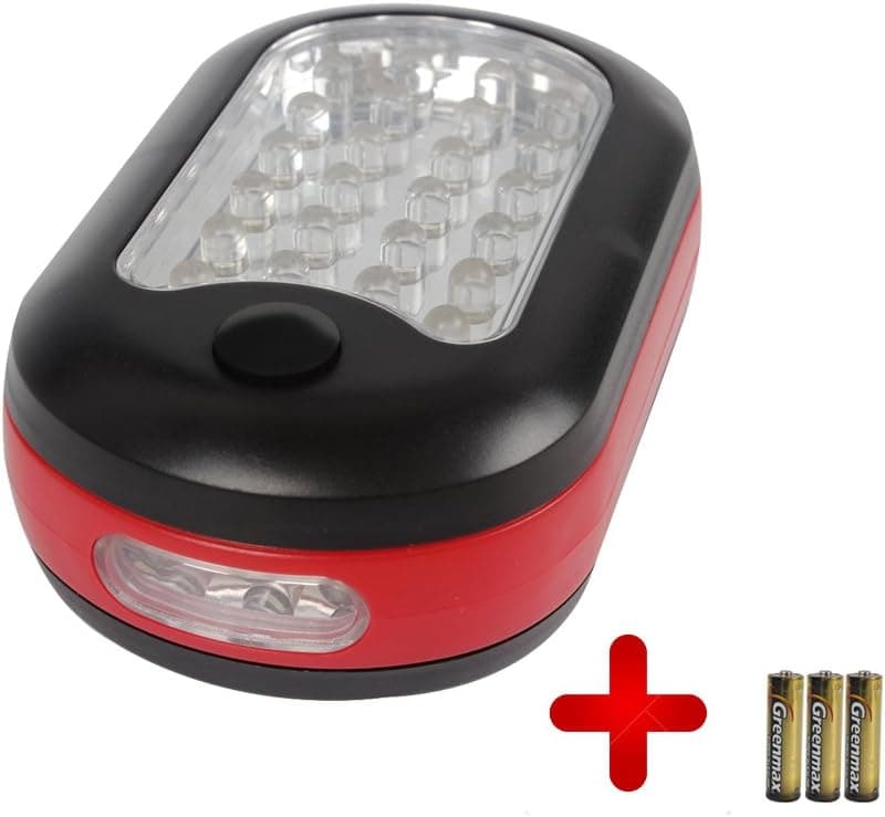 iTimo 24+3 LED Car Portable Work Light Hanging Swivel Hook Magnetic Base Lamp 2-in-1 Design Versatile Ultra Super Bright Flashlight with 3AAA Batteries Included
