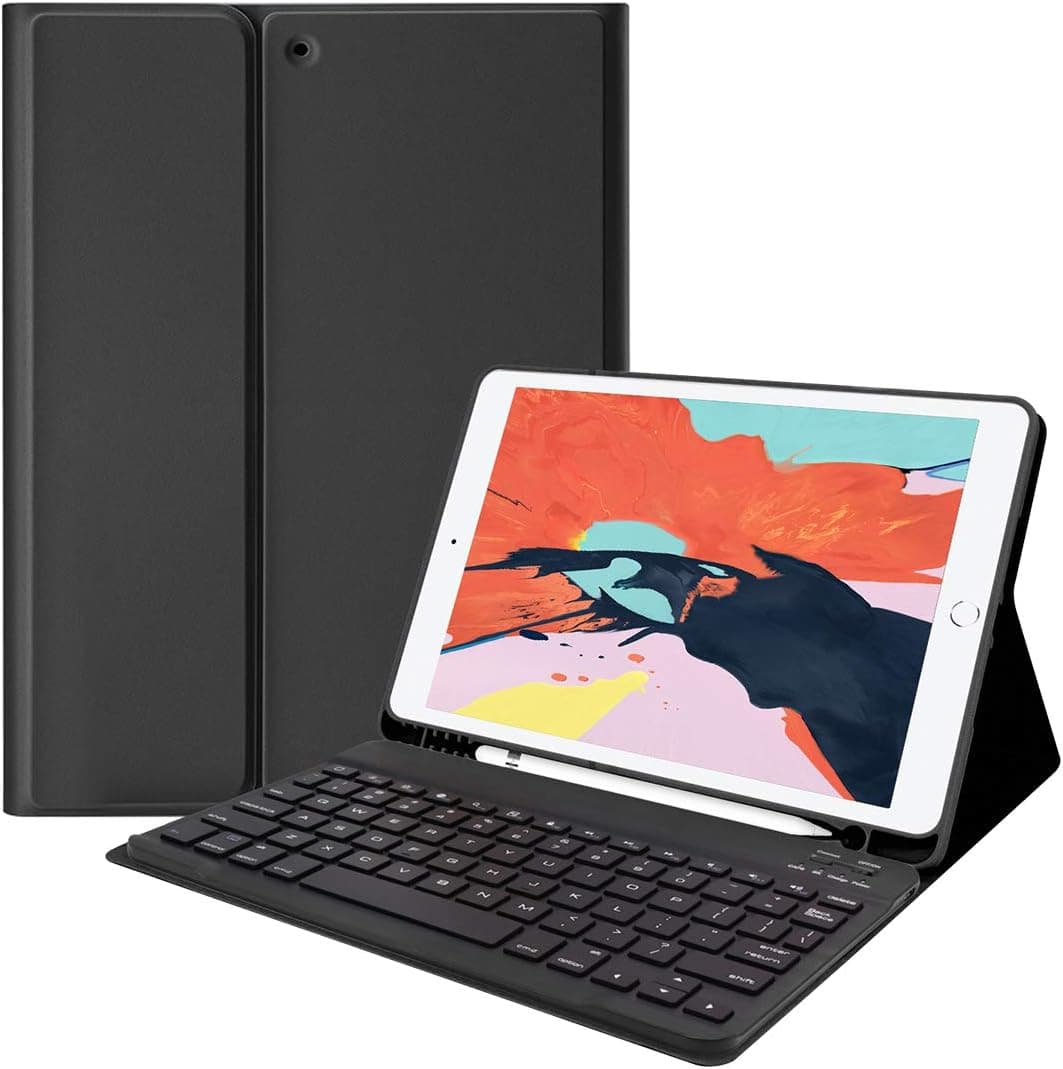 Lively Life Bluetooth Keyboard for iPad 10.2 inch 9th 2021/8th 2020/7th Gen 2019, iPad Air 3 2019, iPad Pro 10.5 inch, Protective Case with Detachable Wireless Keyboard, Built-in Pen Holder - Black