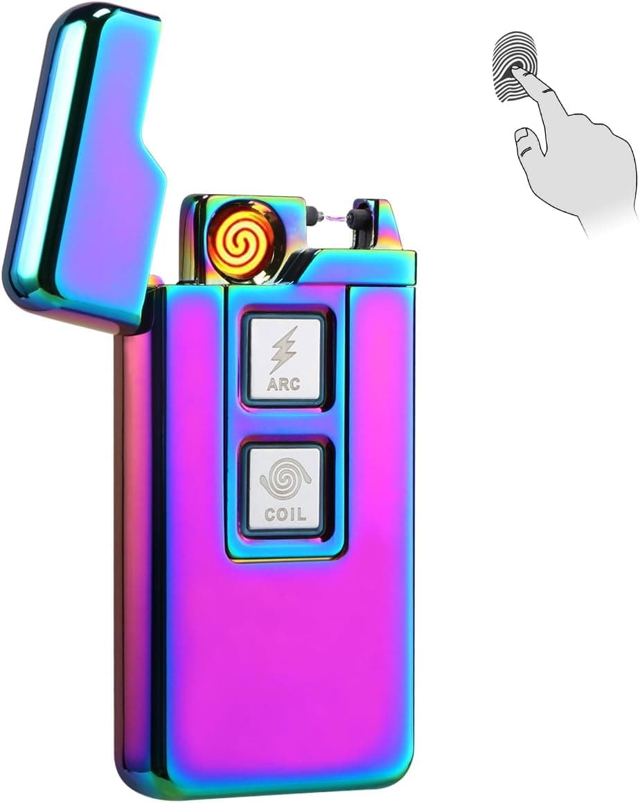 Kivors 2-in-1 Plasma Arc Lighter Coil Lighter USB Rechargeable Windproof Electrical Arc Cigarette Lighter with Touch Controls, TSA Approved, Chameleon