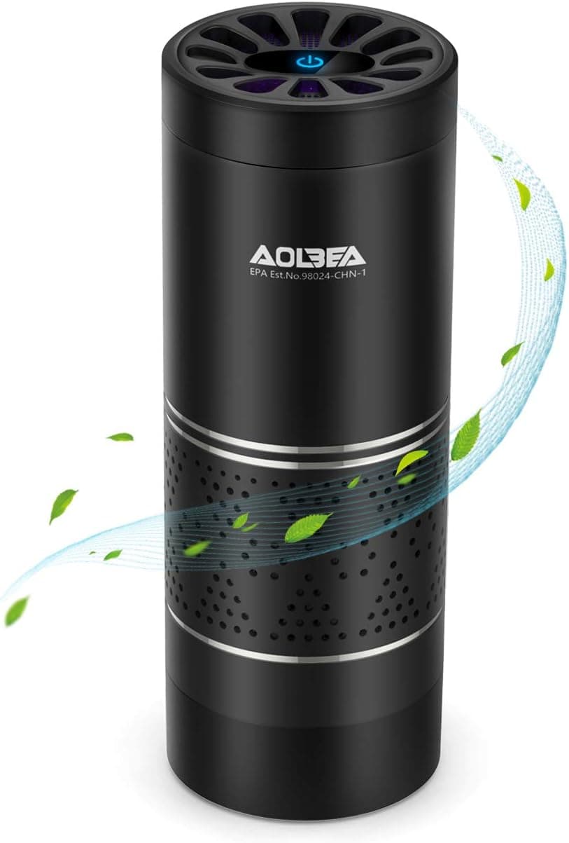 Aolbea True 3M HEPA 360° Air Purifier 3-Stage Filtration & Disinfecting UVC Portable Air Cleaner Remove 99.97% Dust Auto Control Air Quality Monitor For Car Bedroom Home Desktop USB Port