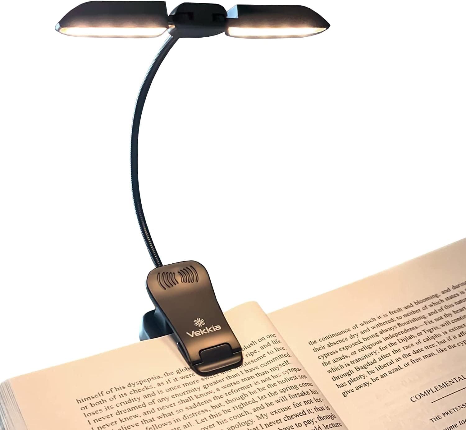 Vekkia 14 LED Rechargeable Book-Light for Reading at Night in Bed, Warm/White Reading Light with Clamp, 180° Adjustable Clip on Light, Lightweight Eye Care Book Light, Perfect for Book Lovers