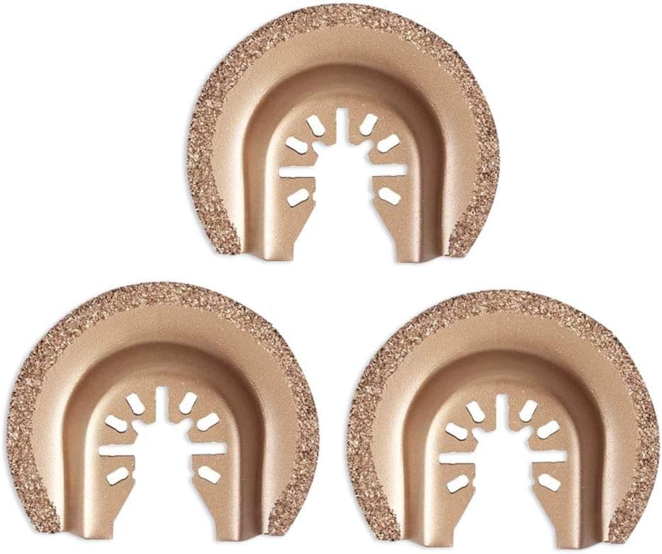 3 Pack Oscillating Multi Tool Blades Semicircle Carbide Oscillating Tile Grout Blades Accessories Kit for Tile Grout Mortar Concrete (3PCS)