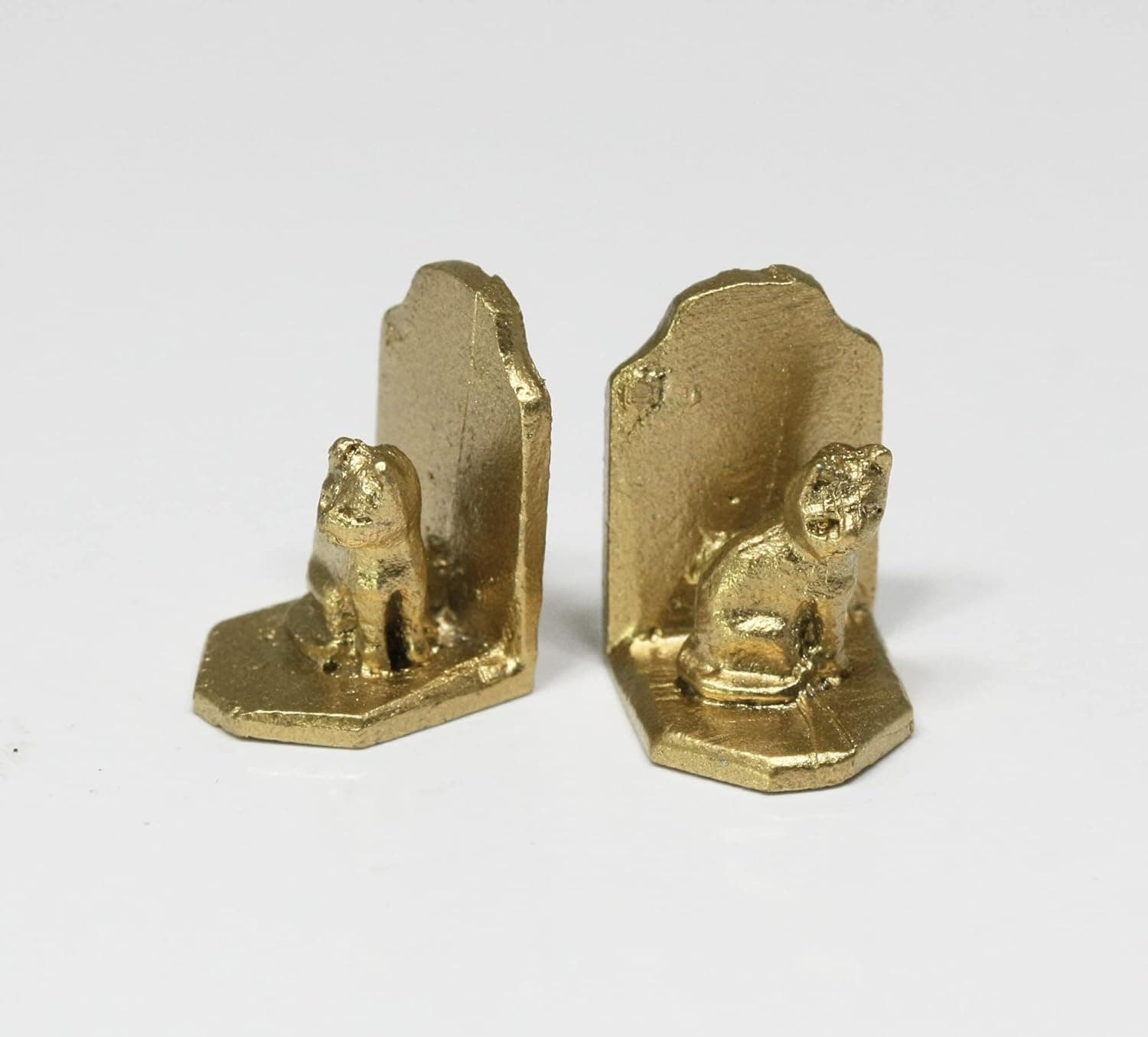 Island Crafts & Miniatures Dollhouse Miniature Pair of Gold Cat Bookends