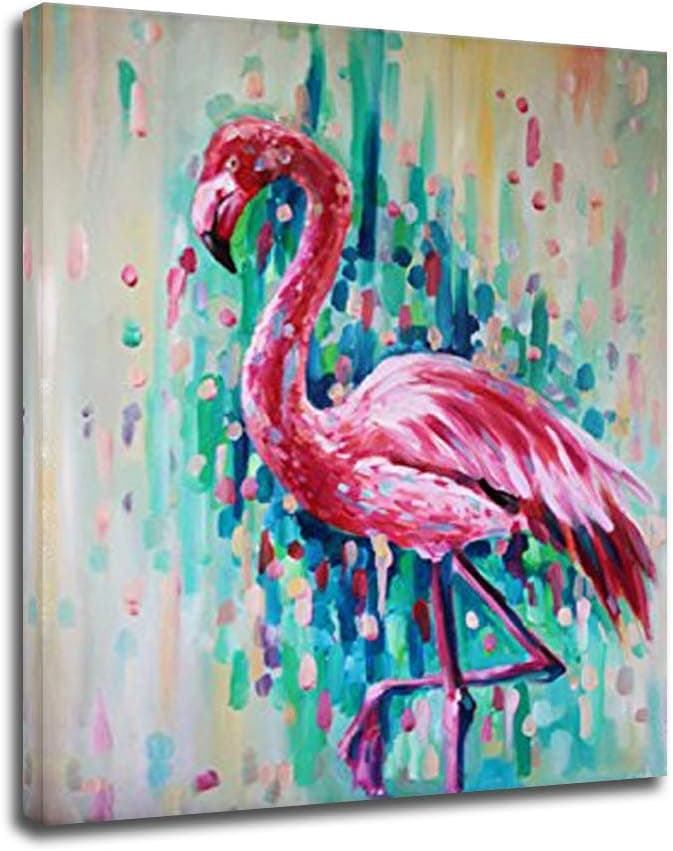 Series Abstract Flamingo Oil Painting On Canvas Pink Bird Oil Painting For Wall Decoration Flamingos Painting For Living Room Ready to hang