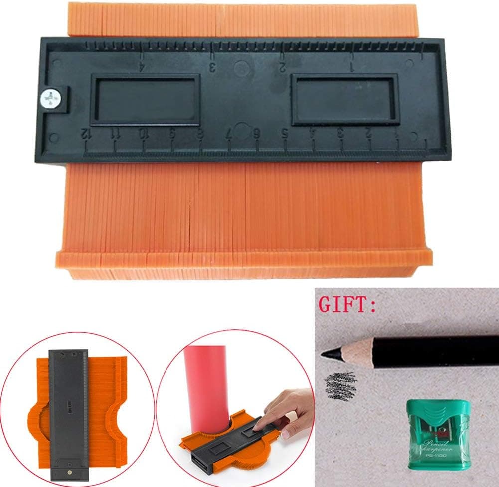 Neepanda Plastic Contour Gauge Duplicator, Ruled Contour Duplication Gauge 4 Inch, Shape Duplicator, Circular Frame Profile Gauge Tool, Precisely Copy Irregular Shapes and Easy Cutting (Orange)