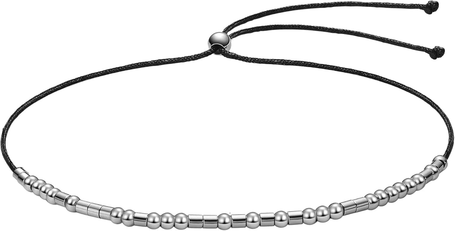 Ldurian Morse Code Bracelet for Women- Inspirational Morse Code Bracelets Ajustable string Bracelet Secret Message Friendship Gifts