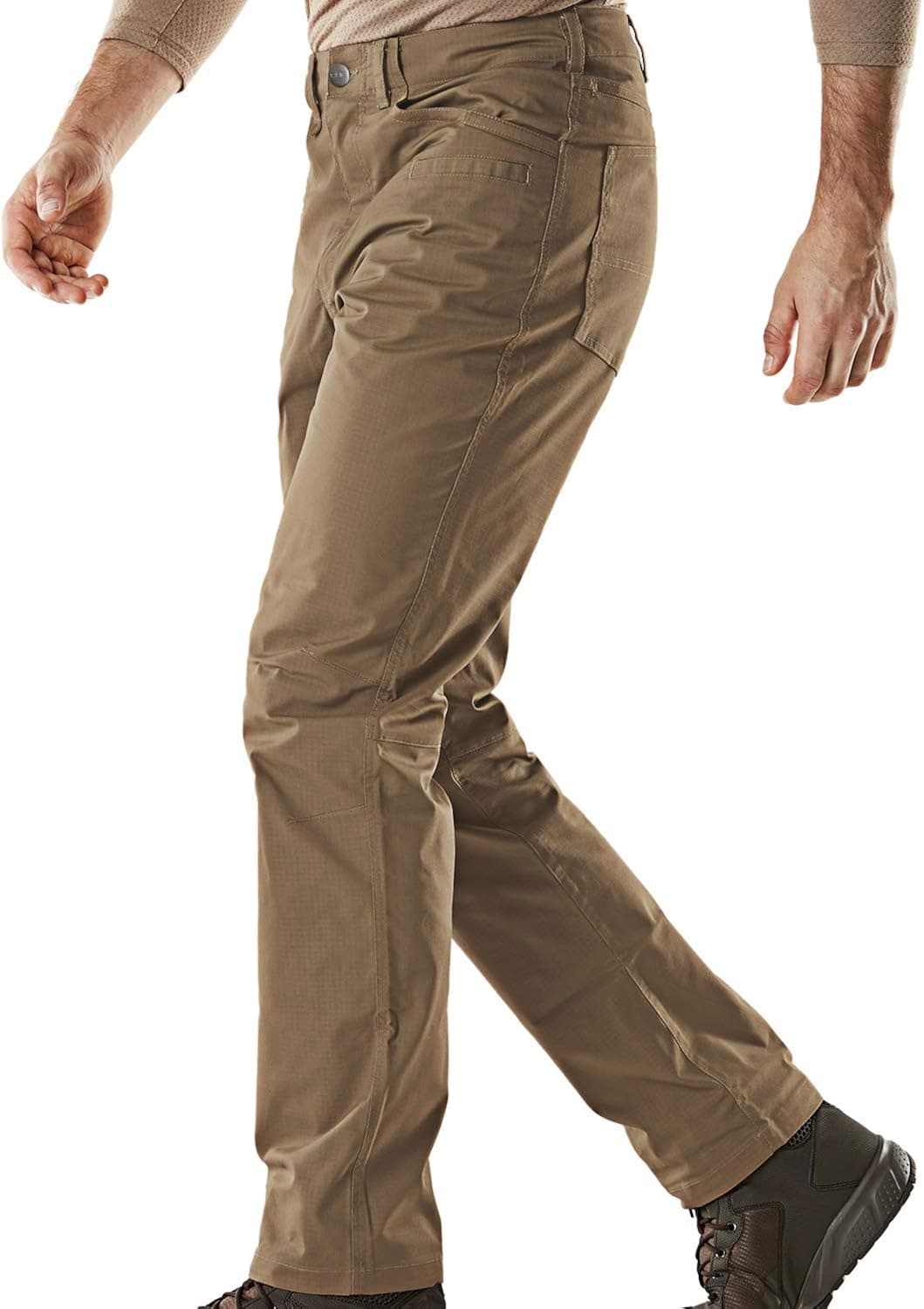 CQR Men's Flex Stretch Tactical Pants, Water Resistant Ripstop Cargo Pants, Lightweight EDC Outdoor Hiking Work Pants
