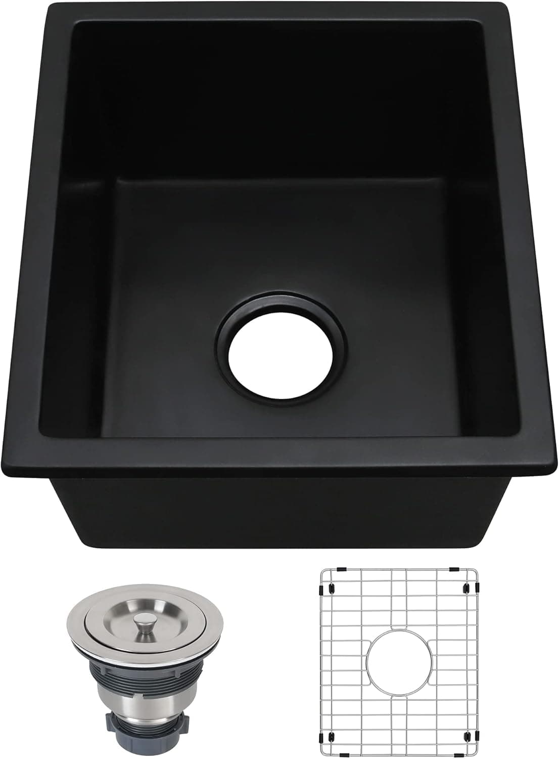 Lonsince Bar Sink 15 x 17 Inch,RV Sink,Black Bar Sink Undermount,Small Utility Sink,Black Granite Kitchen Sink