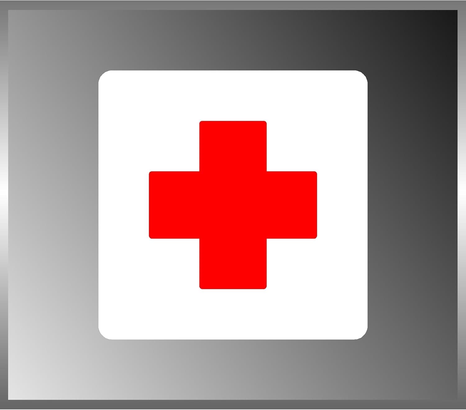 Red Cross First Aid Kit Vinyl Decal Bumper Sticker 4"x4"