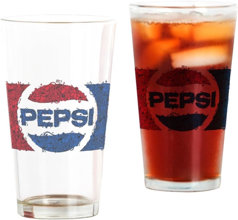 CafePress Pepsi Logo Doodle Pint Glass, 16 oz. Drinking Glass