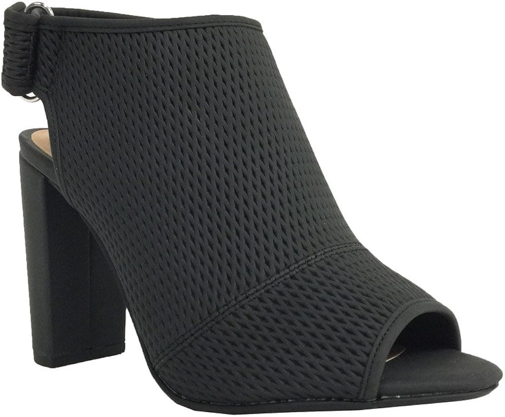 AFINA! Delicious Women's Modern Peep Toe Ankle Bootie, Black Nubuck Leatherette 6 M US