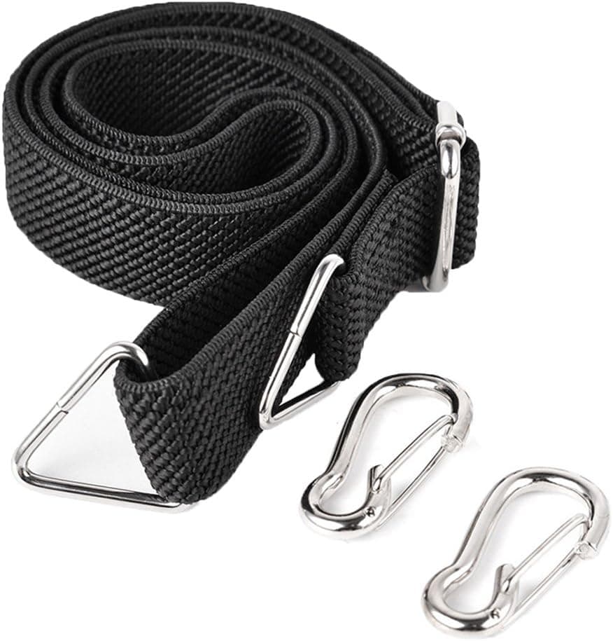 Marcobrothers Flat Bungee Cord with Hooks Adjustable Fits Size (Black, ADJ 48 inches)