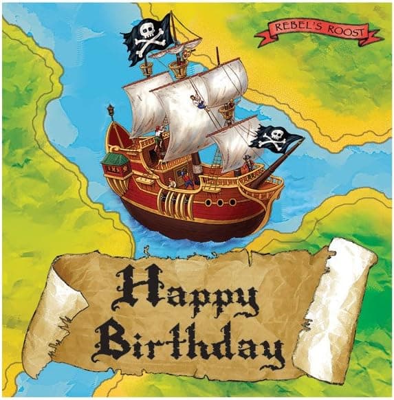 Creative Converting Buried Treasure Happy Birthday 16 Count 3-Ply Paper Lunch Napkins