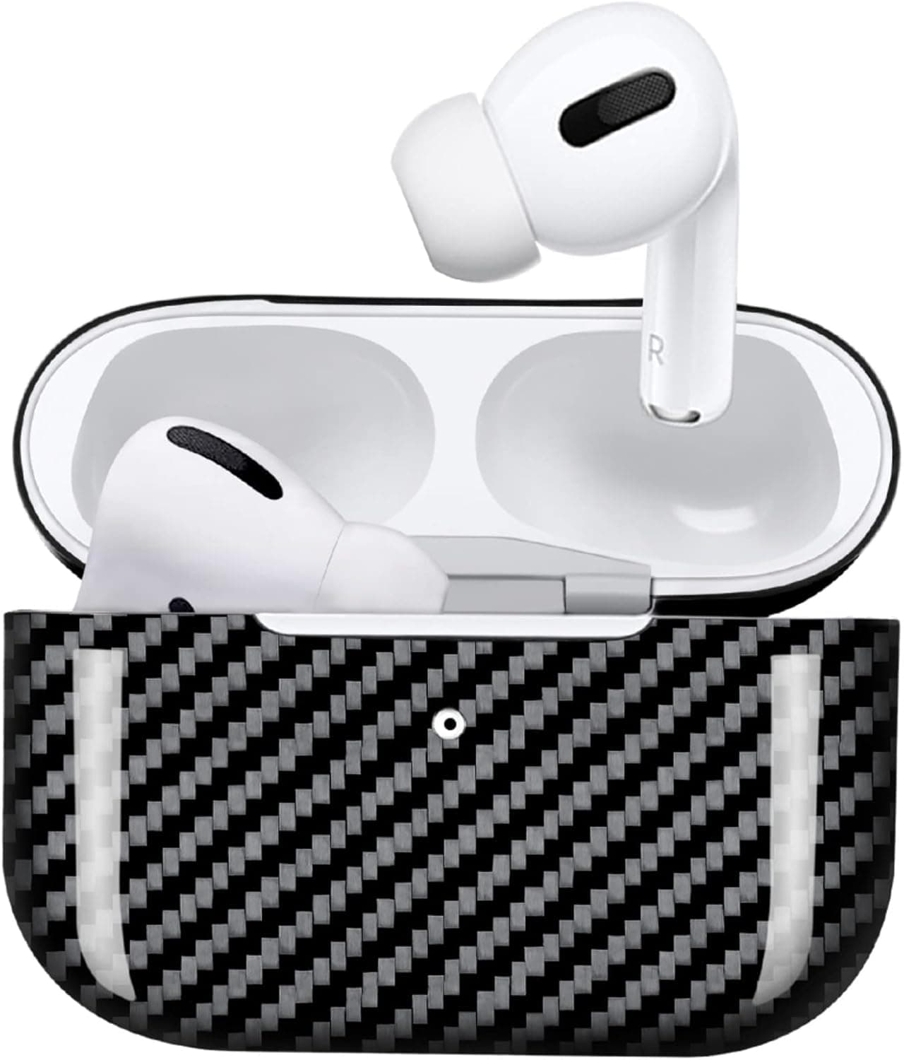 MONOCARBON Carbon Fiber Case for AirPods Pro, Genuine Carbon Fiber Cover for AirPods Pro Charging Box Ultra Slim Strong Protection- Glossy Finishing…