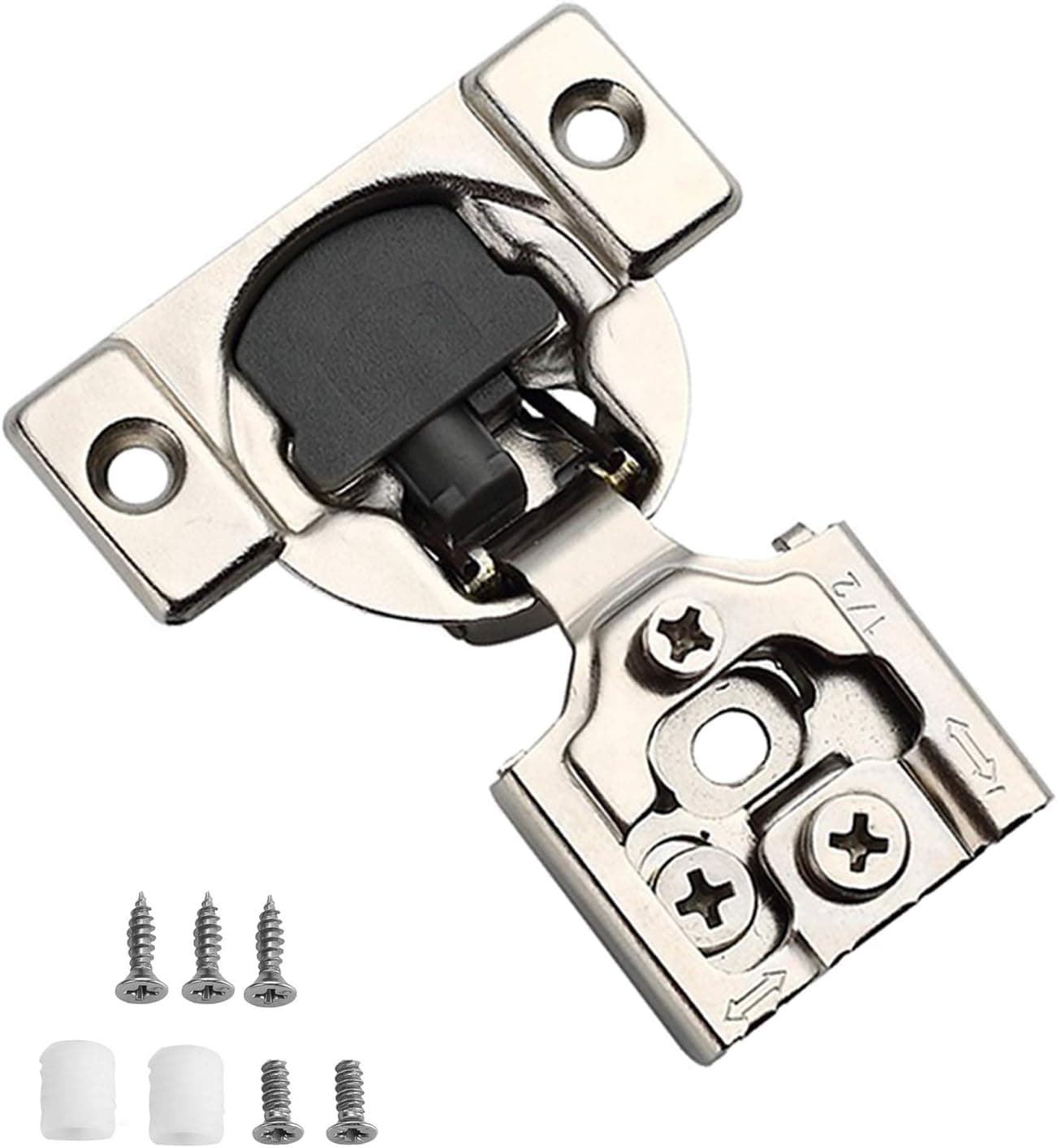 KIMDOT 4PCS Face Frame Cabinet Cupboard Door Hinges ½ Inch Overlay Quiet Soft Close 3-Way Adjustability for Easy Installation Nickel Plated