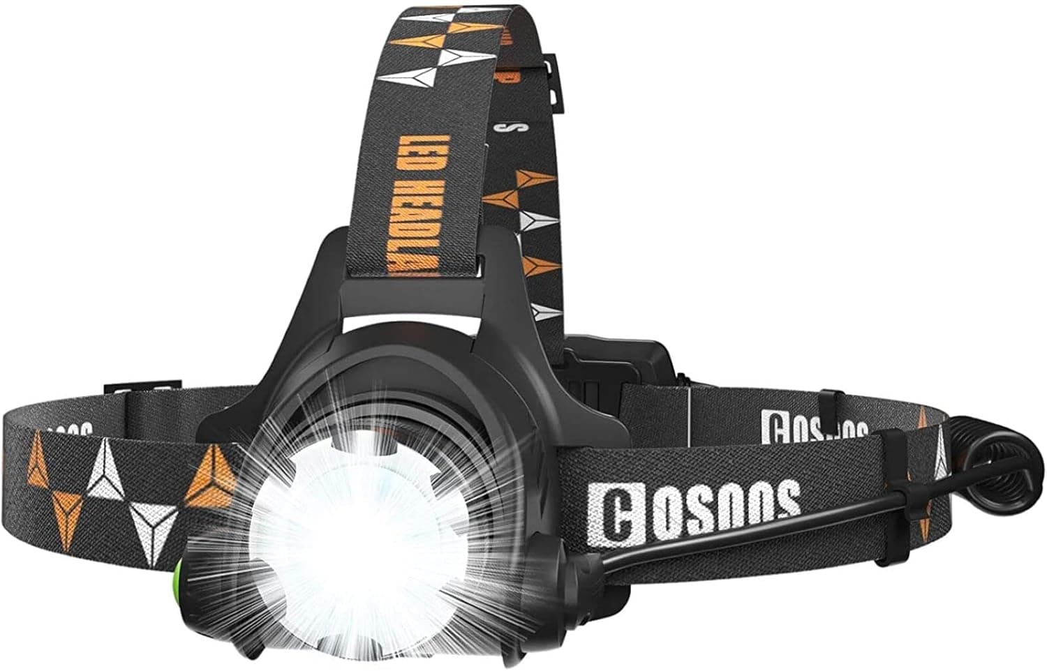 COSOOS Rechargeable Headlamp Flashlight, Bright LED Headlamp, 1000 Lumen, Zoomable 4-Mode Tactical Headlight, Waterproof Head Lamp for Adults, Hard Hat, Hiking, Camping Gear Essentials
