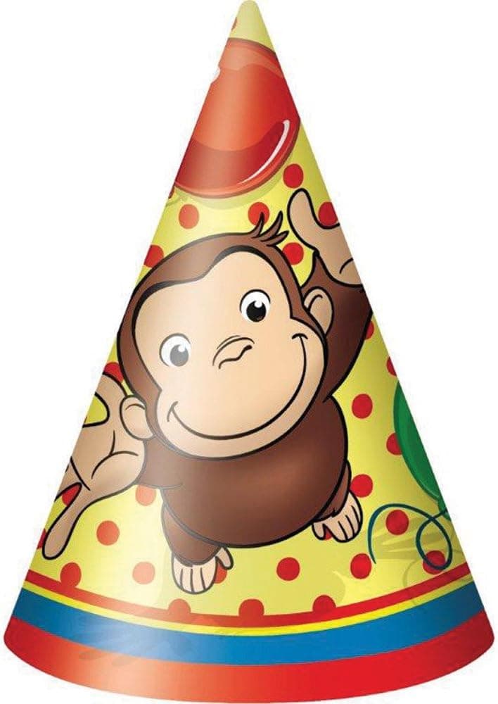 Curious George Cone Hats - Birthday and Theme Party Supplies - 8 Per Pack