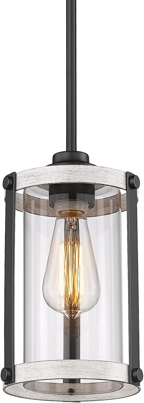 Osimir Pendant Lighting for Kitchen Island, Rustic White Pendant Light Fixtures with Clear Glass, Adjustable Farmhouse Pendant Light, CH9180-1W