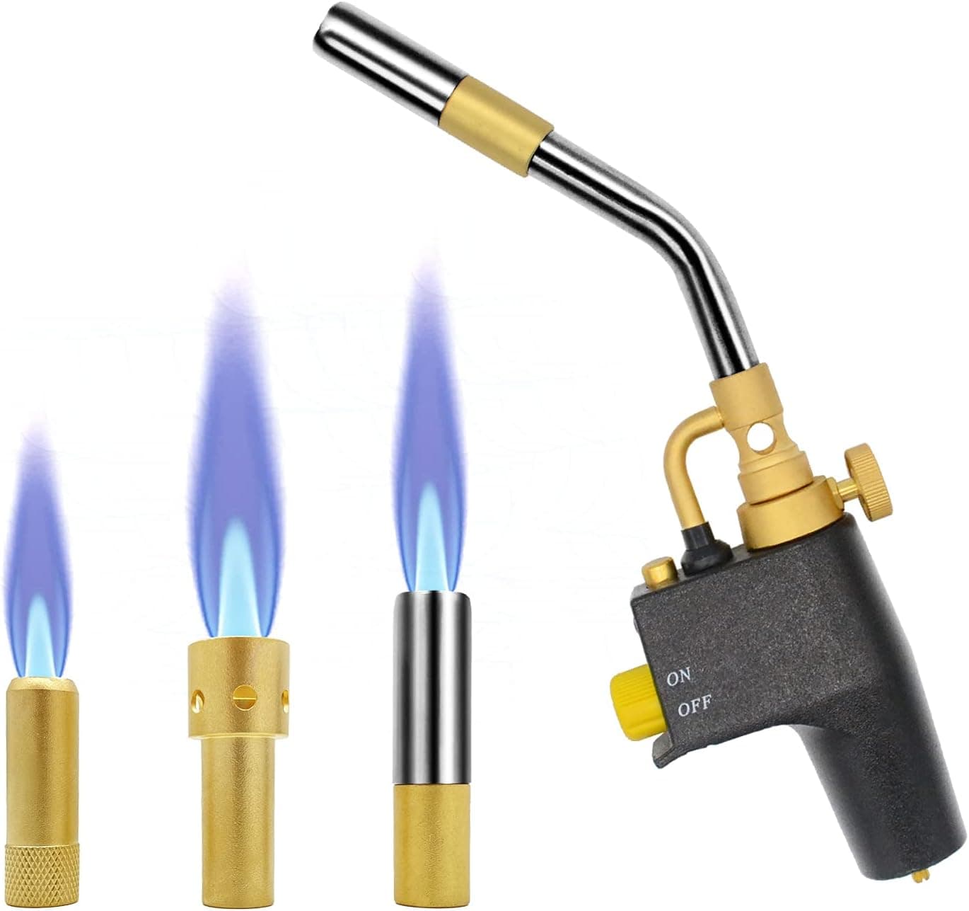 High Intensity Propane Torch, Adjustable Flame Welding Torch with 3 Nozzles, Compatible with MAPP/MAP Pro/Propane, Portable Hand Trigger Start Torch for Gas Welding/Searing Steak