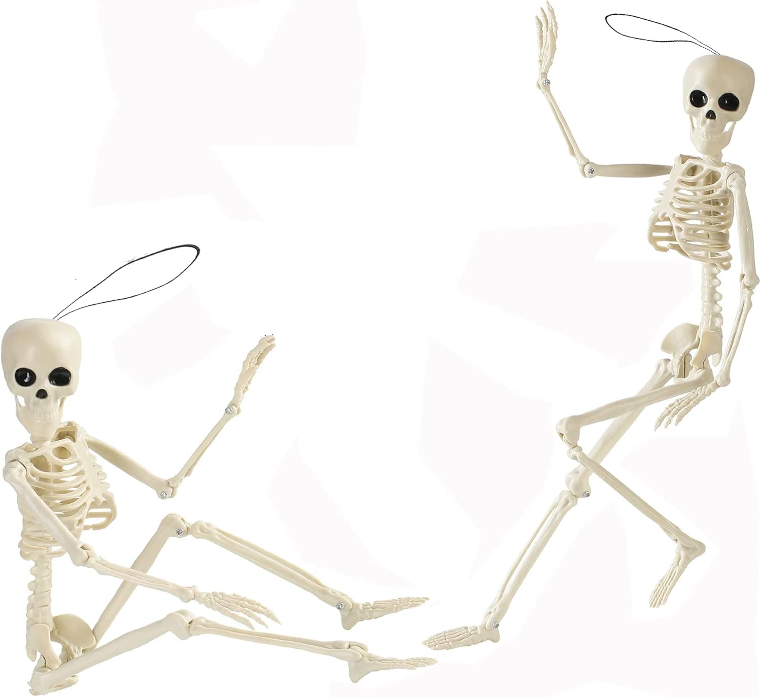 2 Packs 19.7" Posable Halloween Skeletons Full Body Skelly Figurine with Movable Joints Bone Model for Haunted Houses Graveyard Scene Halloween Decoration