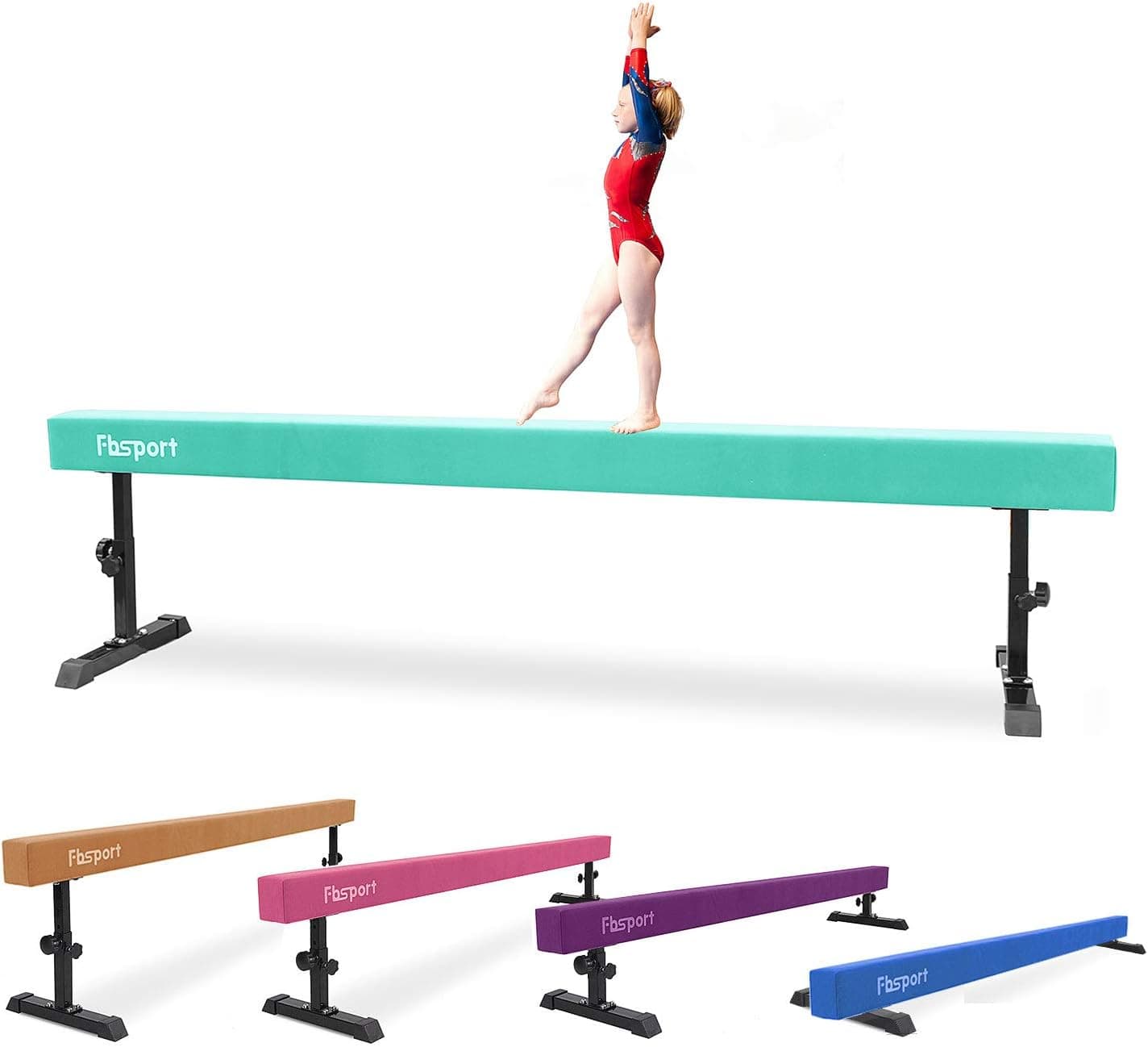 FBSPORT 8ft Adjustable Balance Beam: High and Low Floor Beam Gymnastics Equipment for Kids/Adults,Gymnastics Beam for Training,Practice, Physical Therapy and Professional Home Training with Legs