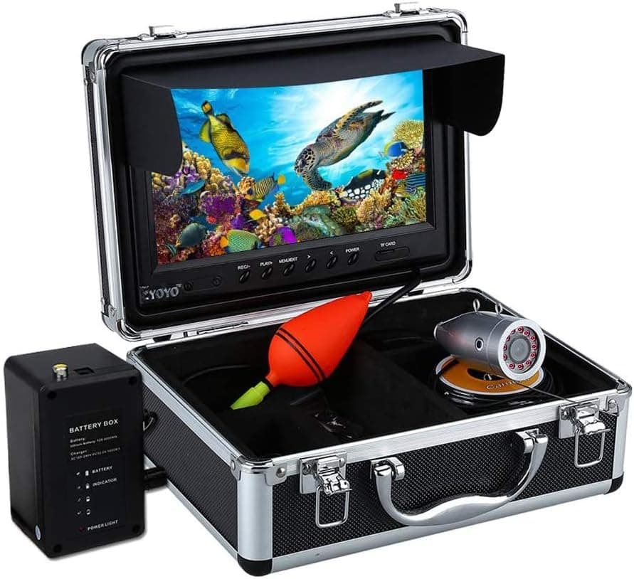 Eyoyo Underwater Fishing Camera Portable Video Fish Finder 1000TVL Waterproof Camera Underwater DVR Video Fish Cam w/ 12pcs Infrared Lights for Boat, Lake, Ice Fishing