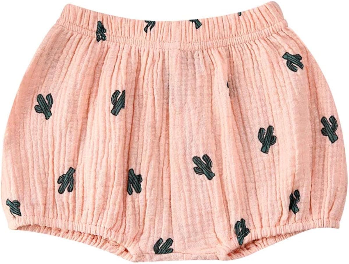 Ambabe Newborn Unisex Baby Boy Girl Cotton Linen Bloomer Shorts Carton Loose Harem Shorts Basic Diaper Cover Underwear
