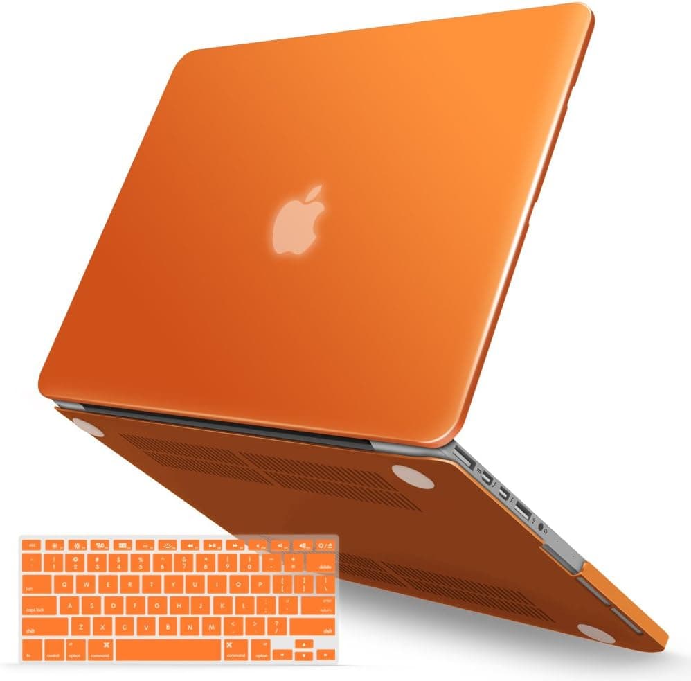 IBENZER MacBook Pro 15 Inch Case 2012-2015, Soft Touch Hard Case Shell Cover with Keyboard Cover for Apple MacBook Pro 15 with Retina Display A1398, Orange, MMP15R-OR+1