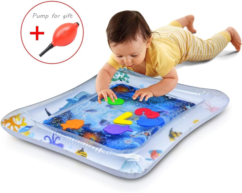 Virwir Baby Water Play Mat Tummy Time Inflatable Mat for Babies, Infants Premium Pad Toy with Fish Fun Time Play Activity for 3 Months and Up Toddlers's Stimulation Growth