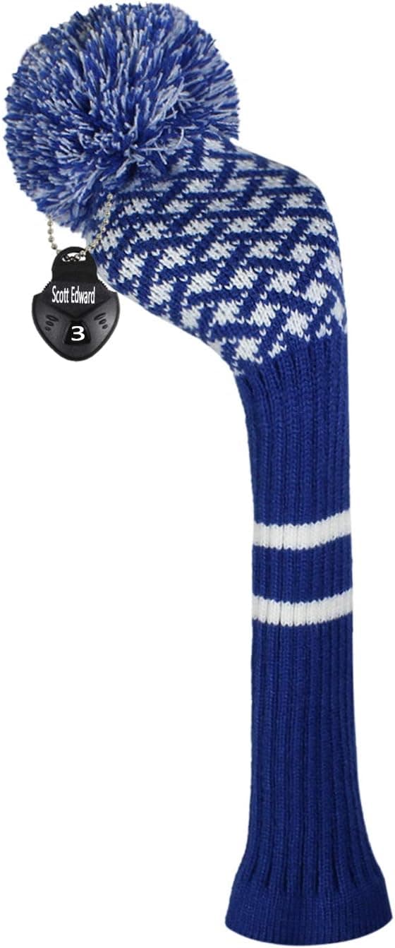Scott Edward 1PCS Hybrid Head Cover Knit for Driver Wood Fairway Wood Hybrid with Rotating Number Tags Number Tags