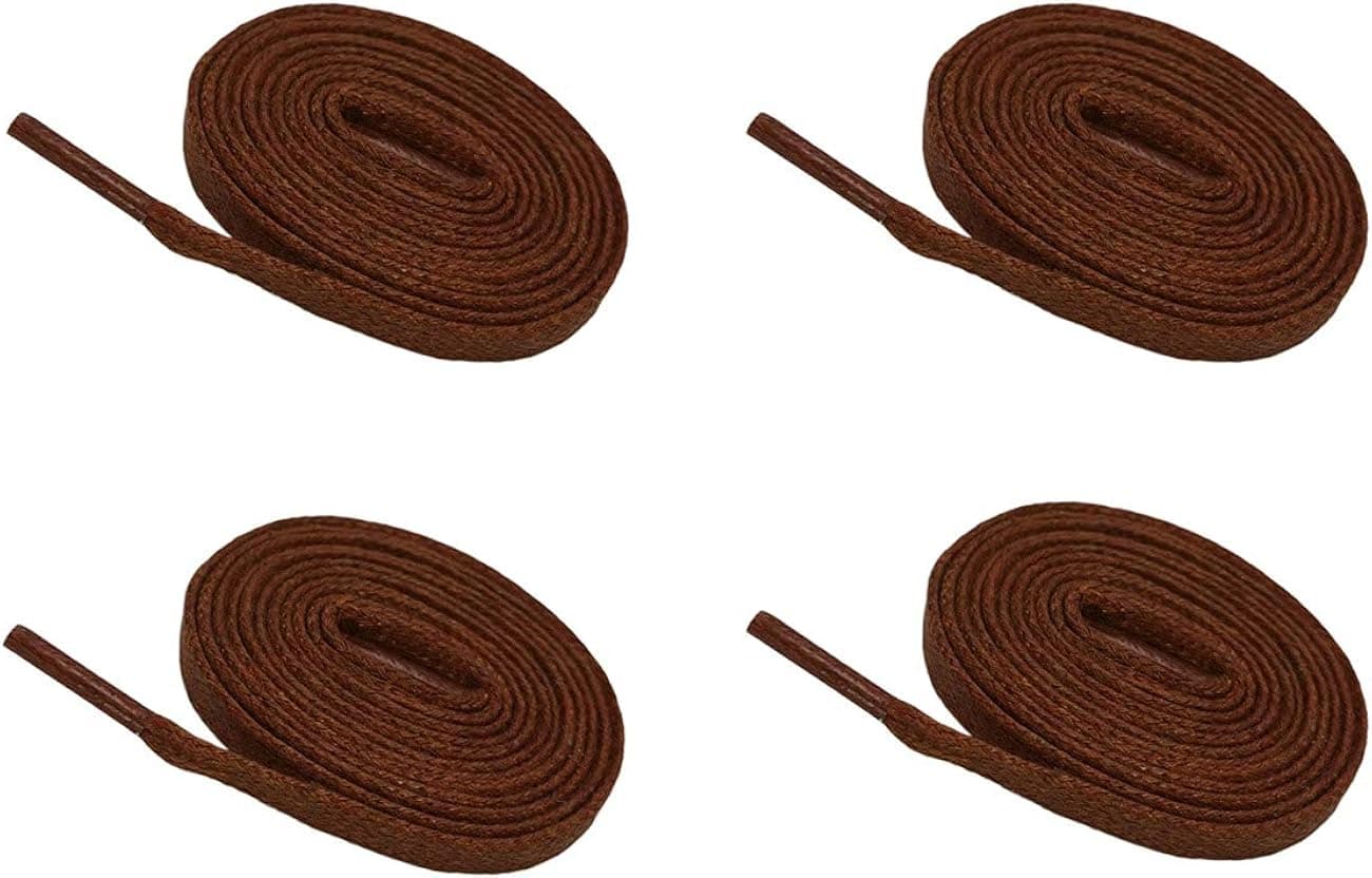 VSUDO 2 Pairs Waxed Flat Shoe Laces, 1/4” Wide Flat Cotton Shoelaces for Sneakers or Boots (Medium Width)