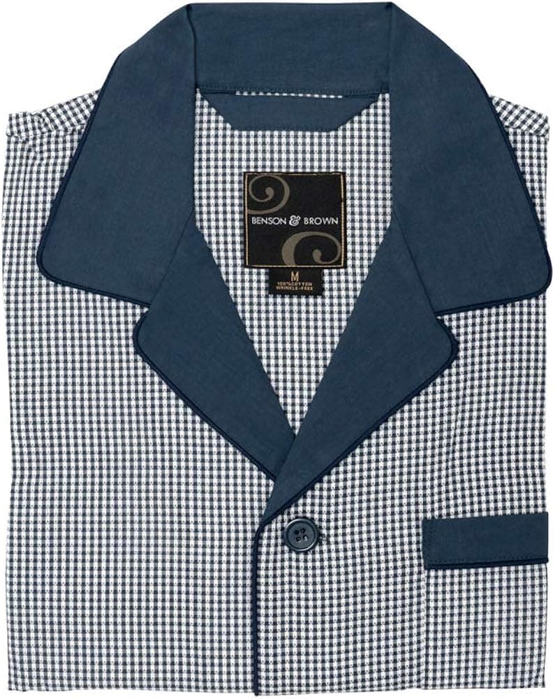 Benson & Brown Woven Cotton Mens Pajamas Sleepwear Set
