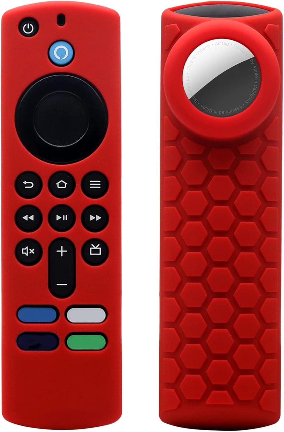 TV Stick 3rd Remote Cover Case with Airtag Holder, Compatible with Alexa 3rd Gen Remote,Tracker Cover for Tile Sticker 2020 and Airtag,Red