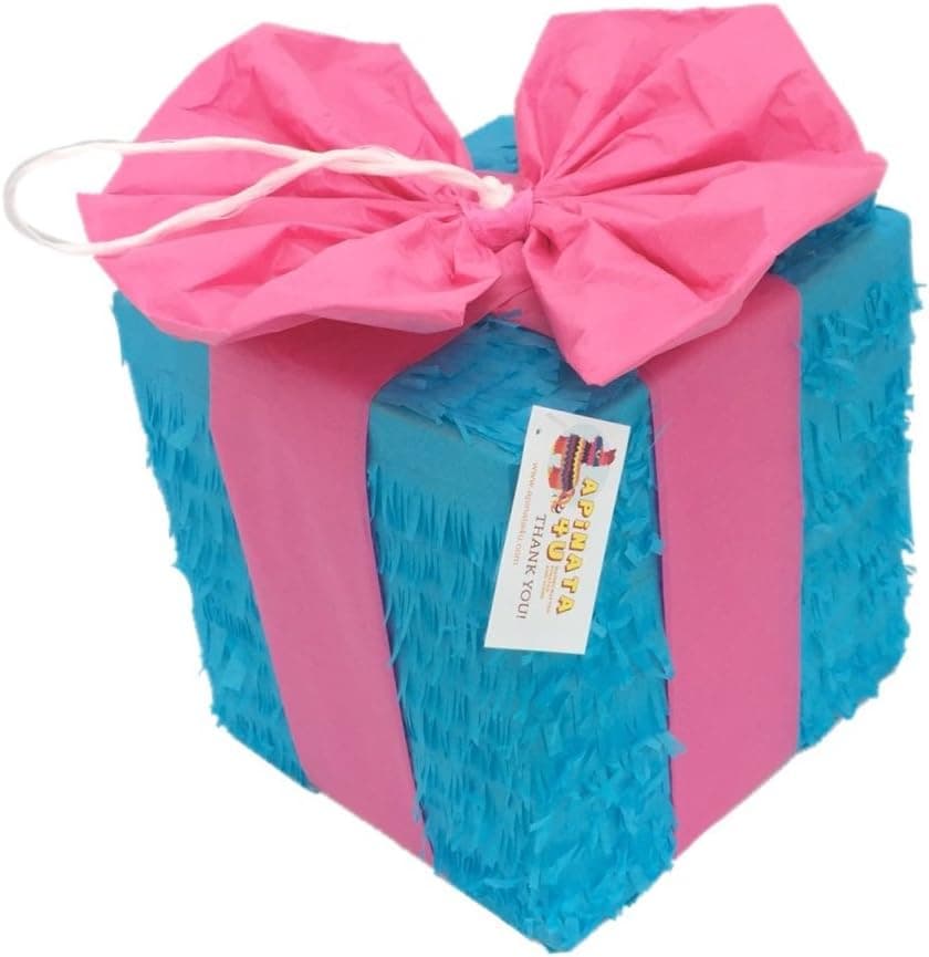 APINATA4U Gender Reveal Pinata Pink & Blue Gift Box Gender Reveal Party Favor Fully Assembled