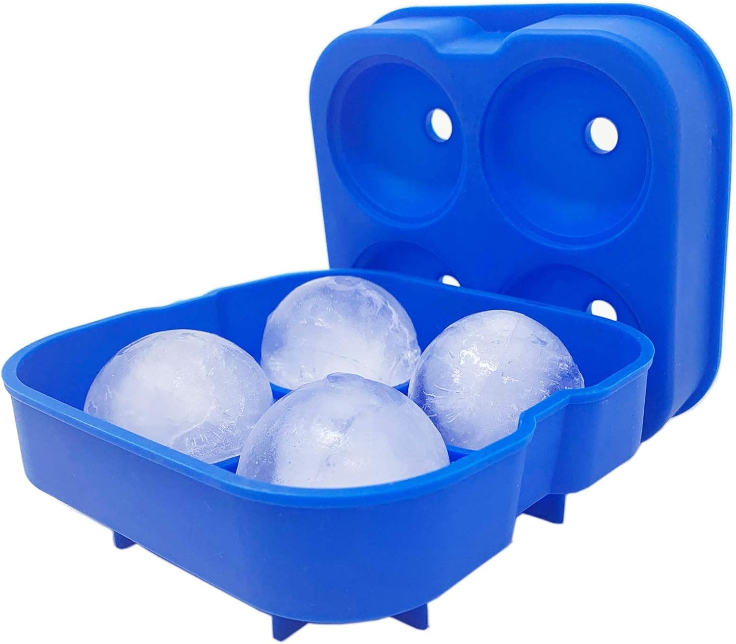 HUJI 1.50" Sphere Round Ice Ball Maker Mold Ice Cube Tray for Whiskey, Cocktail, Beverage – Free- Blue 1 PK