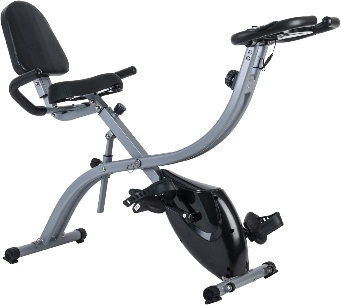 GOJOOASIS Folding Magnetic Exercise Bike Upright X bike with 8-Level Adjustable Magnetic Resistance and Pulse Rate Sensors