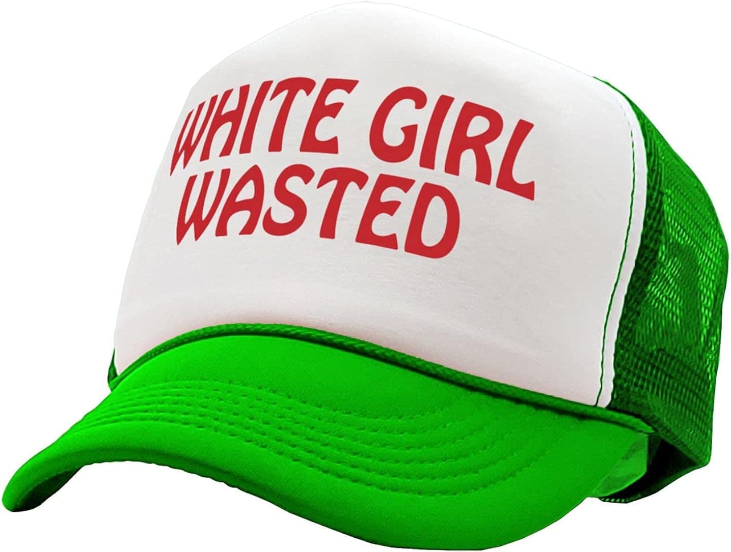 Gooder Tees - White Girl Wasted - Funny Party Dance frat College - Vintage Retro Style Trucker Cap Hat